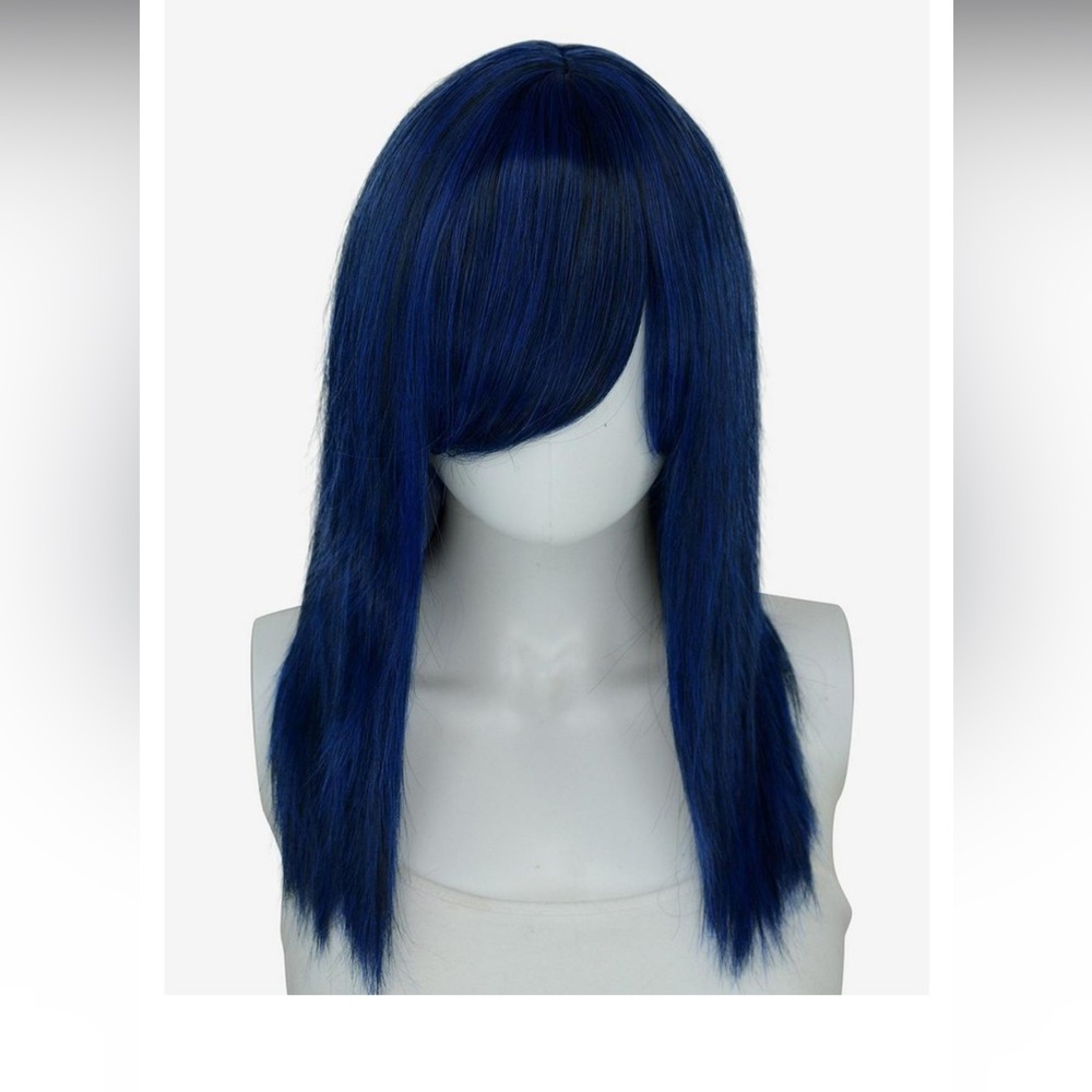 Blue Black Fusion Medium Length Wig